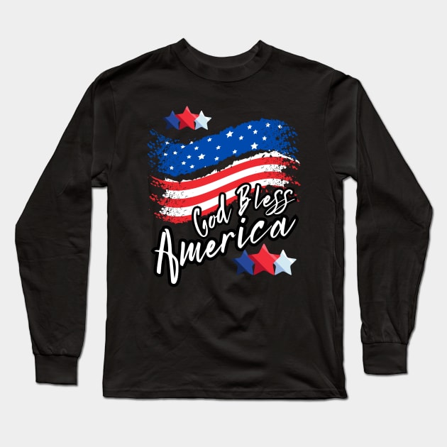 4th of July God Bless America // T-shirt Lifestyle Long Sleeve T-Shirt by Kalico Design